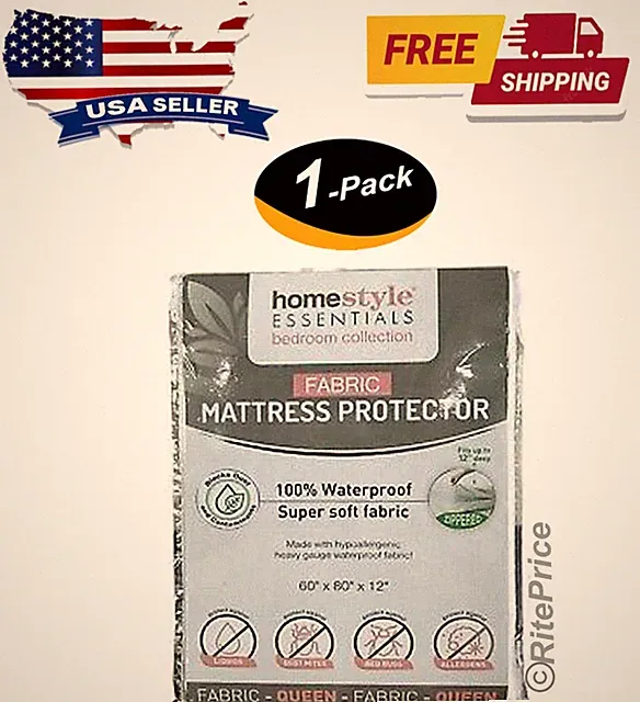 Fabric Queen Size Mattress Cover Waterproof & Dust Mite Proof Mattress Protector