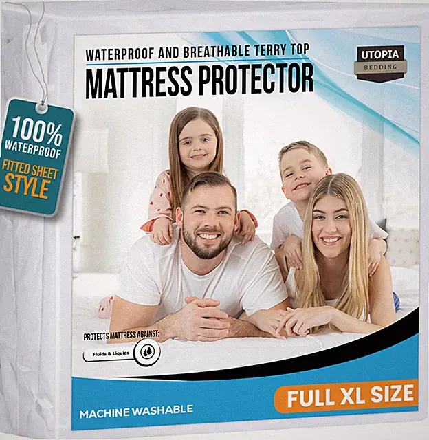 Full XL Size Mattress Protector Waterproof, Premium 200 GSM Terry Mattress Co...