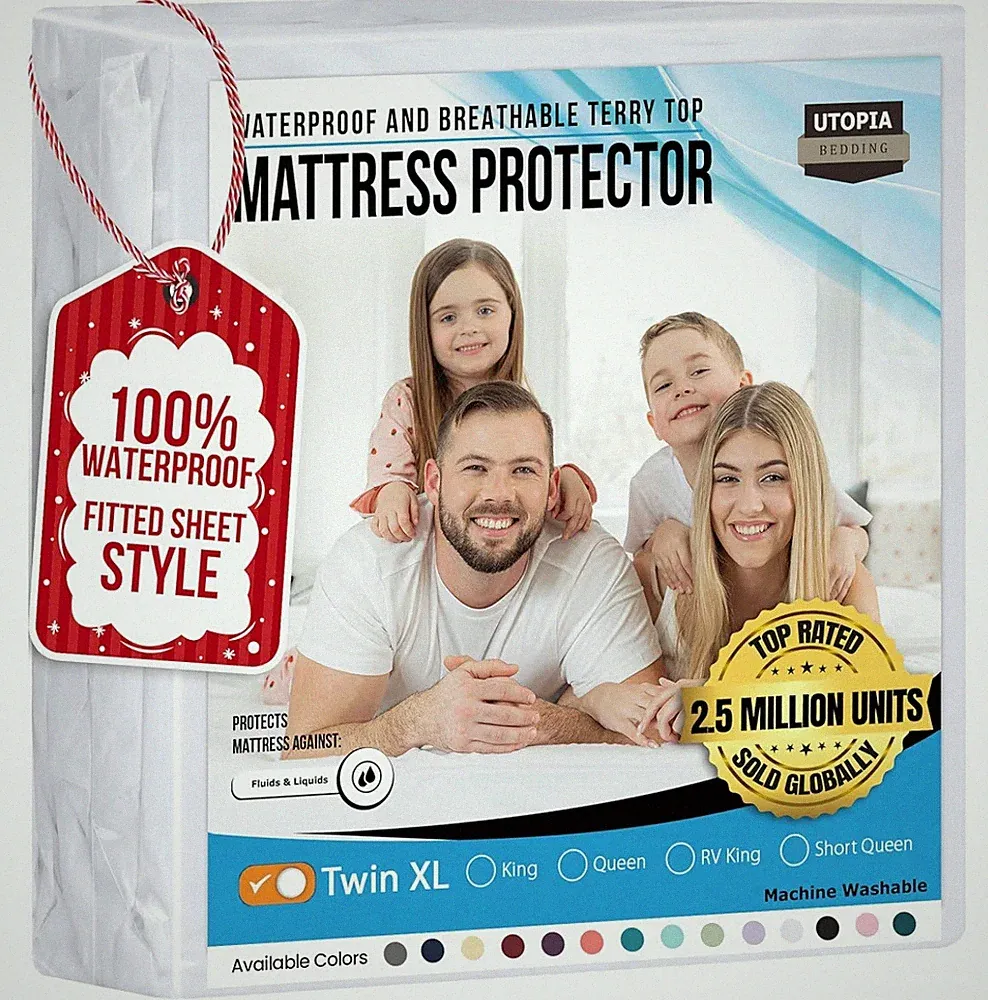Twin XL Premium Mattress Zippered Encasement Waterproof Cover Utopia Bedding 10"