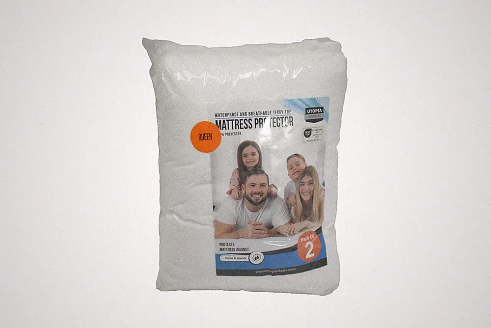 Utopia Bedding Mattress Protector Queen Waterproof 2 Pack Terry Top Fluid